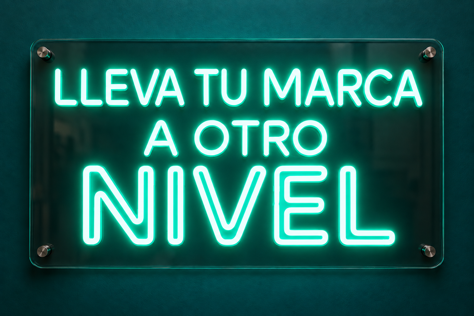 Letrero de neón: LLEVA TU MARCA A OTRO NIVEL